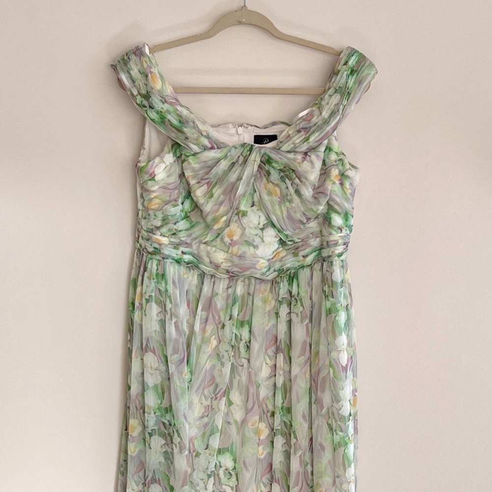 Floral Off-The-Shoulder Chiffon Gown